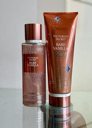Набір спрей / міст та лосьйон з шимером victoria's secret bare vanilla joy shimmer