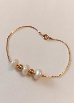 Браслет вінтажні перли позолота