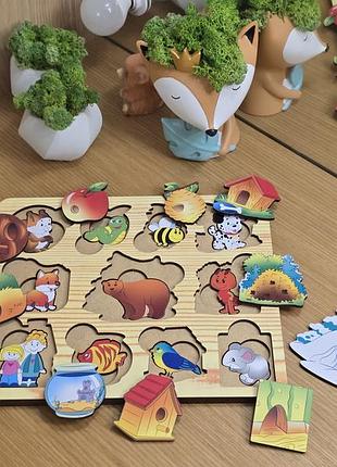 Сортер-вкладиш дерев'яний "хто де живе"
дворівневий