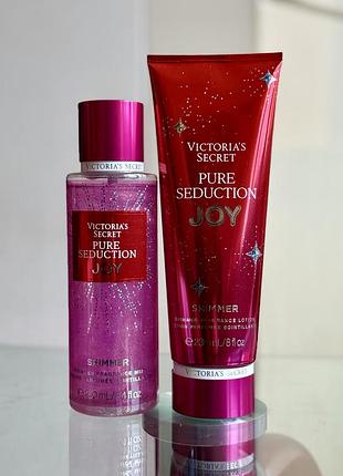 Набір спрей / міст та лосьйон з шимером victoria's secret pure seduction joy shimmer