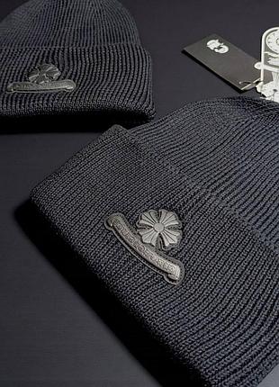 Шапка chrome hearts осень-зима черная