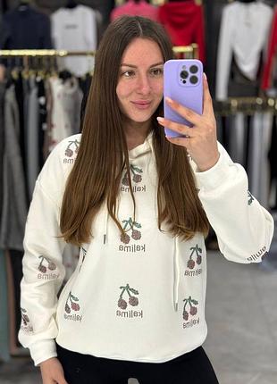 Жіночий худі на флісі сірий білий чорний шоколад