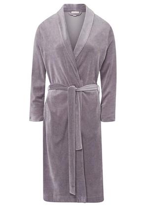 Халат бархатный брендовый hanro favourites shawl-collar velour robe in orchid оригинал