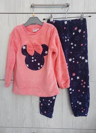 Брендова тепла флісова плюшева піжама minnie mouse в подарунковій коробці