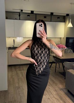 Платье роскошное вечернее длинное с кружевом