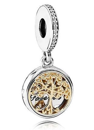 Срібна намистина пандора "родинні корені" в позолоті 791988cz