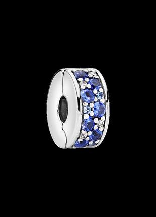 Серебряный шарм пандора-клипса пандора синий паве 791817nsbmx