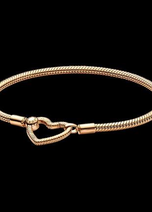 Серебряный браслет пандора с застежкой-сердцем 20