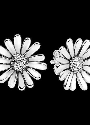 Серебряные серьги-пусеты "сверкающие маргаритки" 298812c01