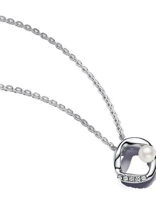 Срібне намисто pandora "природне коло" з перлиною та паве 393303c01