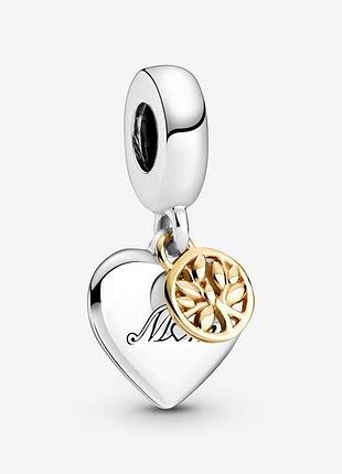 Серебряный шарм пандора "мама в позолоте"