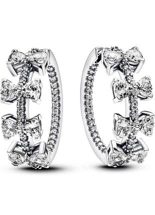 Серебряные серьги pandora "ряд бантиков" 293545c01