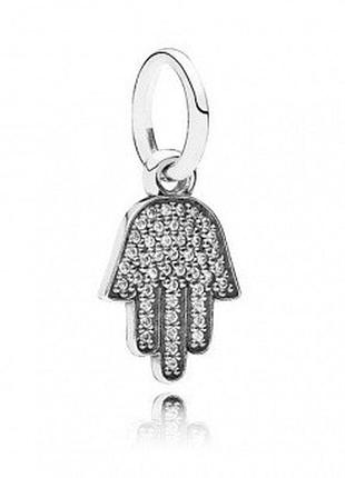 Серебряный шарм пандора "хамса" 791307cz