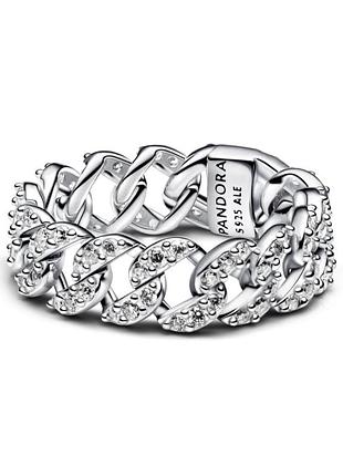 Срібна каблучка pandora "кубинське плетіння з паве" 193557c01 56