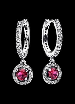 Серебряные серьги "красный круг" 292379c01