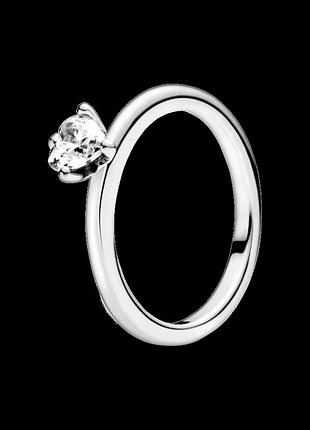 Срібна каблучка pandora з прозорим камінцем у формі серця 198691c01 52