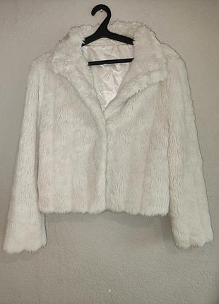 Женская зимняя шубка, полушубка, белая шуба, полушубок на зиму