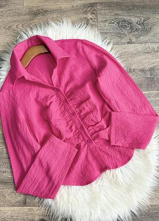 Укорочена сорочка жатка кольору фуксія , м