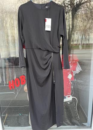 Платье зара макси черное л