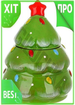 Ve банка для сладостей елочка new version 600мл керамическая с объемным рисунком для хранения конфет и n6w_ver