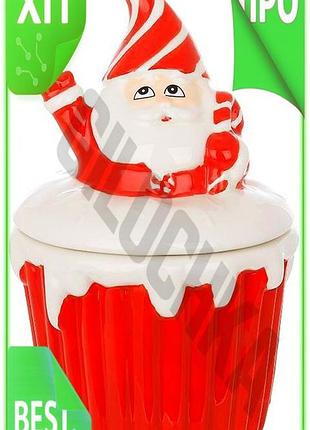 Ve керамическая банка для сладостей new version пирожное санта 350мл сахарница для новогоднего стола у n6w_ver