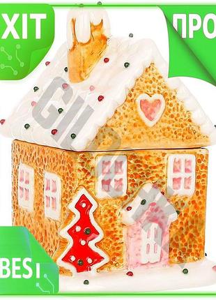 Ve керамическая банка пряничный дом new version 350мл для печенья и сладостей коричневая контейнер для n6w_ver