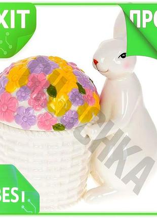 Ve керамічна банка для продуктів new version кролик біла для зберігання круп та спецій з кришкою милий n6w_ver