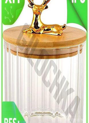 Ve скляна банка edinburgh stag new version 550мл з бамбуковою кришкою для зберігання продуктів контейн n6w_ver