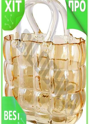 Ve ваза для цветов стеклянная new version дамская сумочка 18х9 см высота 28 см для букета декор интерь n6w_ver
