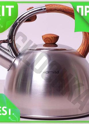 Ve чайник kamille з нержавіючої new version сталі 2л зі свистком для чаю та кип'ятіння води чайник зі n6w_ver