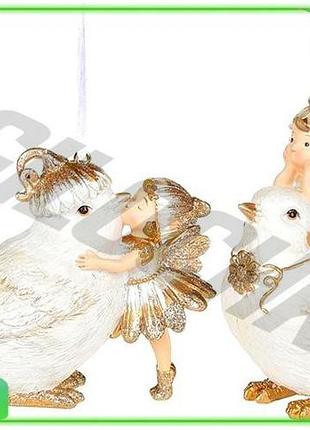 Ve набір 2 підвісних фігурок new version пташки з феями animal world полістоун для саду та будинку n6w_ver