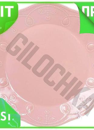 Ve набір обідніх тарілок leeds new version ceramics 6 штук рожеві для сервірування столу керамічні тар n6w_ver