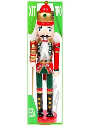 Ve декоративная статуэтка щелкунчик 38см new version деревянная красный с зеленым для интерьера подаро n6w_ver