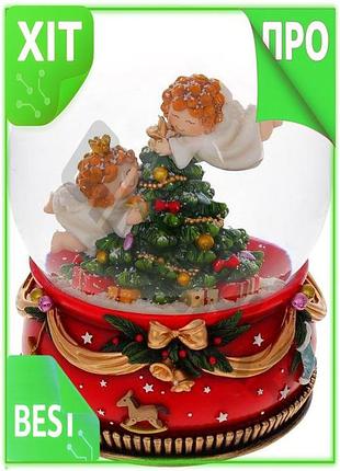 Ve музыкальный водяной шар ангелы new version с елкой 21см с заводным механизмом декор для дома сувени n6w_ver