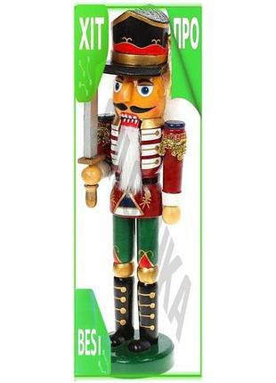 Ve статуэтка щелкунчик с мечом new version 25 см деревянная красный зеленый черный для интерьера декор n6w_ver