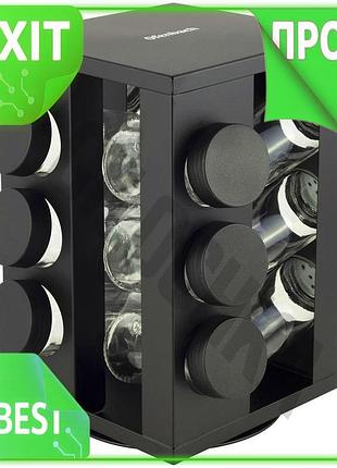 Ve набір ємностей для спецій new version ofenbach 12 скляних банок на підставці чорний органайзер для n6w_ver