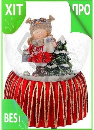 Ve музыкальный водяной шар девочка new version с совой 15см с заводным механизмом для декора интерьера n6w_ver