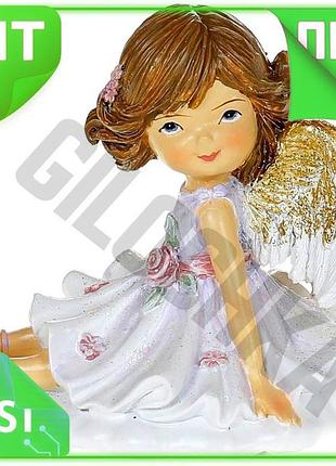 Ve декоративна статуетка ангелочек полістоун new version світло-лілова для інтер'єру подарунок сувенір n6w_ver