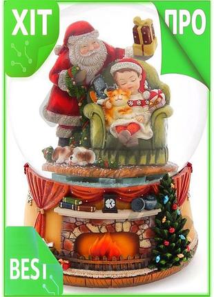 Ve водяна куля музична подарунок new version від санти біля каміна декор для дому святковий сувенір 16 n6w_ver