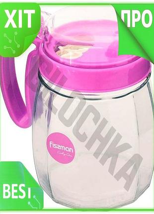 Ve ємність для олії fissman new version 1080мл скляна з носиком для рівномірного поливу та кришкою кон n6w_ver
