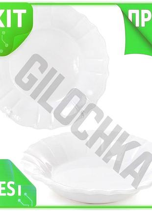 Ve набор глубоких тарелок leeds new version ceramics 6 штук белые каменные круглые для сервировки обед n6w_ver