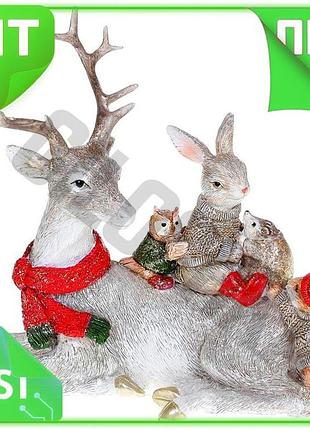 Ve статуэтка декоративная лесные жители new version олень из полистоуна светло-серый для интерьера дом n6w_ver