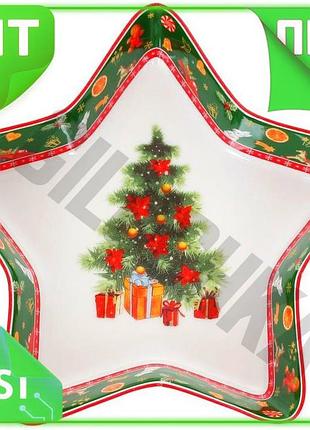 Ve блюдо в форме звезды new version елочка фарфоровое зеленое на 1 персону для рождественского стола п n6w_ver