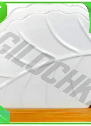 Ve салфетница фарфоровая ceram bamboo new version на подставке из бамбука для сервировки стола белосне n6w_ver