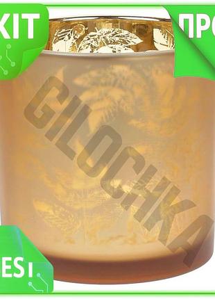 Ve подсвечник стеклянный листья коричневый new version 15х15 см для интерьера декор для свечей n6w_ver