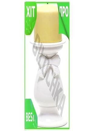 Ve набір фарфорових свічників бант new version 2 штуки білі для інтер'єру декор свічки прикраса n6w_ver