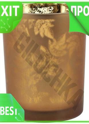 Ve подсвечник стеклянный листья коричневый new version 10х12.5 см для свечи декор интерьера уютный эле n6w_ver