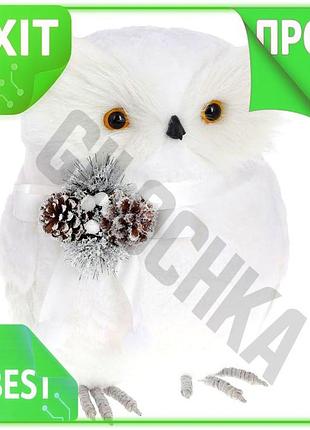 Ve декоративная игрушка белая сова new version 37см white world новогодний декор для дома и праздника n6w_ver