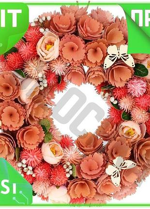 Ve вінок великодні персикові квіти new version ø34см декор для дому святковий вінок для прикраси інтер n6w_ver