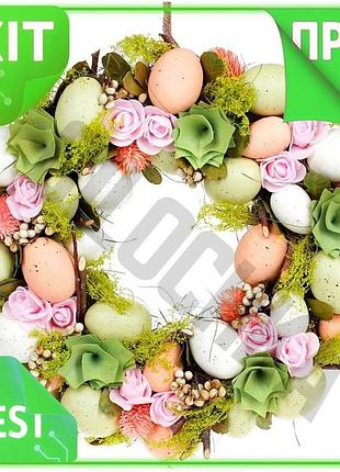 Ve пасхальный венок розовые цветы new version ø32см декоративный венок для дома праздника украшение ин n6w_ver
